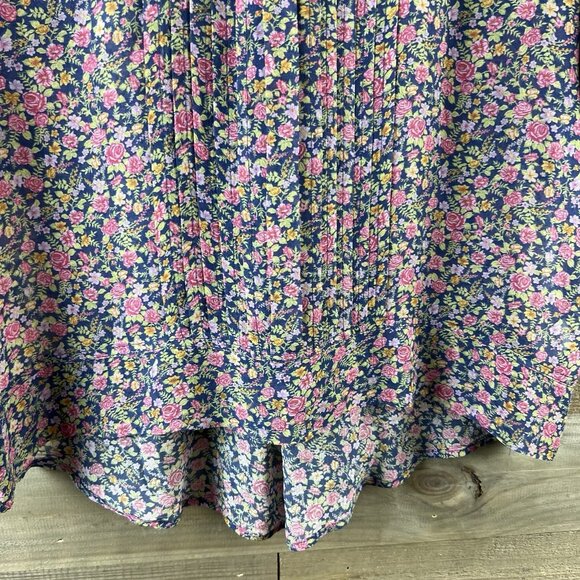 One Fine Day Womens Shirt Pintuck Sheer Floral Cottagecore Prairie Silk Small - Picture 3 of 7